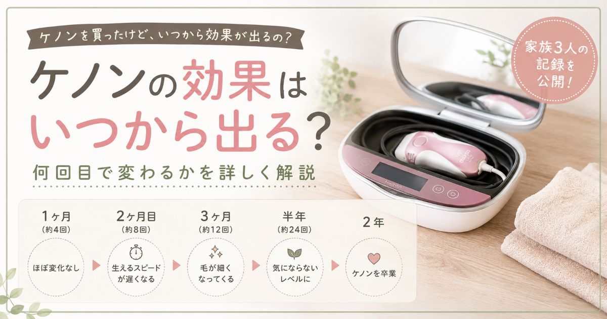 「ケノンの効果はいつから？」と書かれた記事のアイキャッチ画像